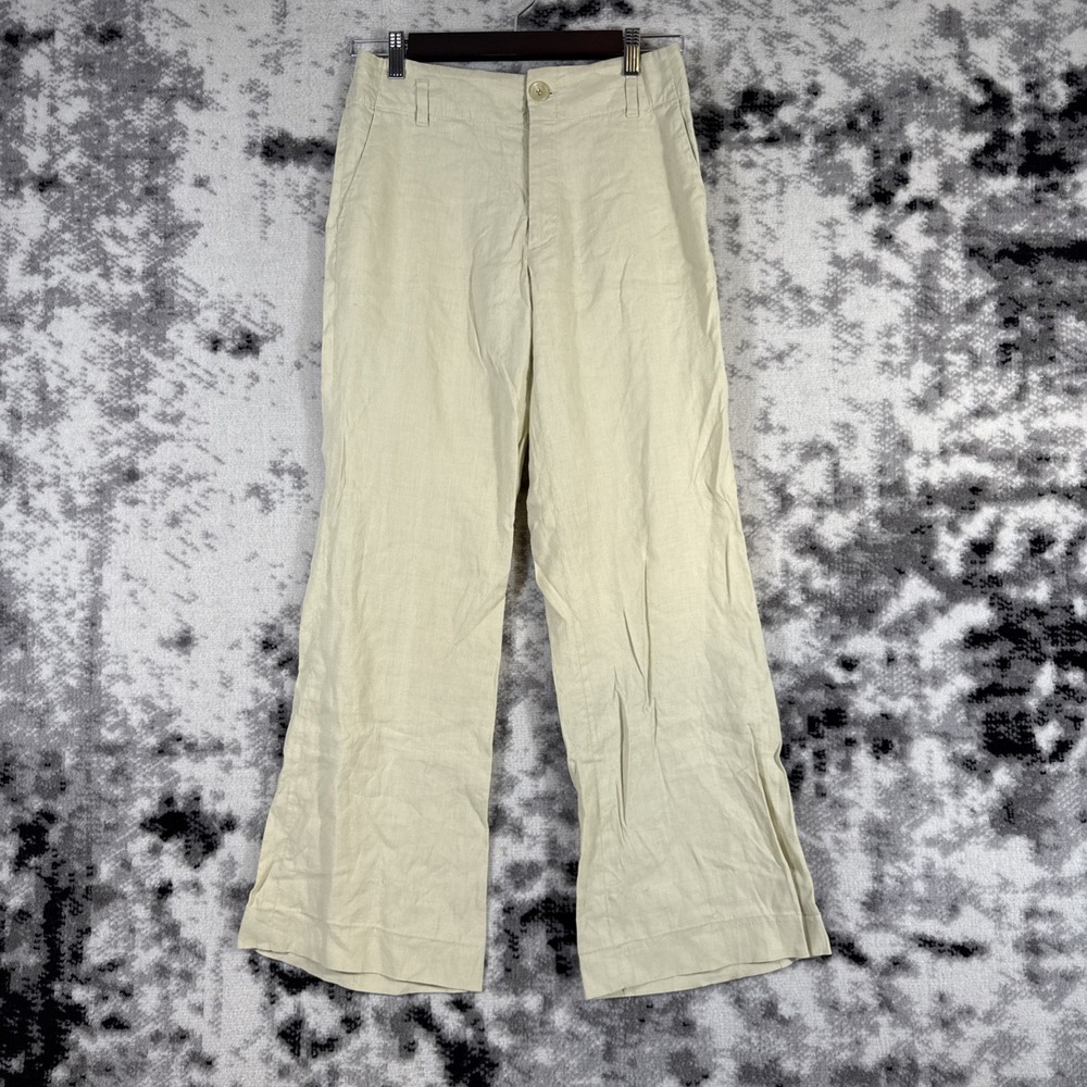 Banana Republic Harrison Pants Womens Size 2 Beige Linen Flare Hippie